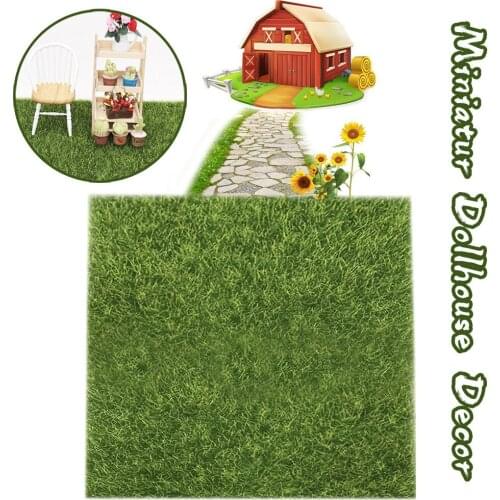 Artificial Faux Garden Grass Lawn Moss Miniature Craft Dollhouse Decor 15x15cm Model Toys For Children Doll House Accessories
