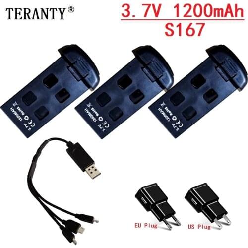 3.7V 1200mAh Lipo Battery charger Sets For S167 RC Drone Spare Parts for S167 RC 3.7v Rechargeable Battery