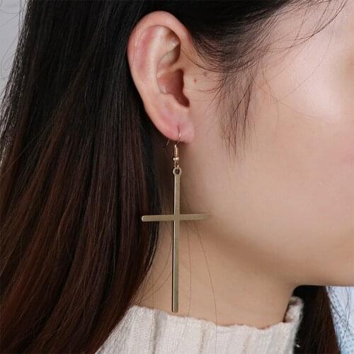Creative Ethnic Big Cross Long Earrings For Women Gold Color Drop Earring Jewelry Punk Cross Earring Wedding Party Jewelry Decor