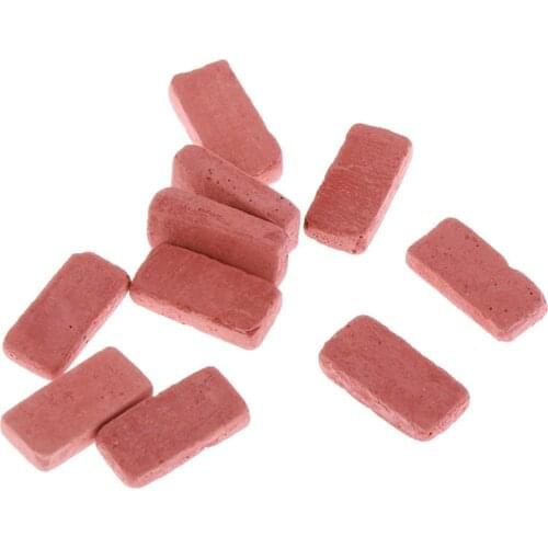 1/12 Dollhouse Bricks and Stone 10pcs Set, Fairy Garden DIY Decoration, 15 x 7 x 4mm, Common Red