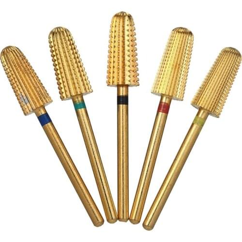 5Pcs Drill Bits Set Tungsten Steel Grinding Head Tapered Drill Bit For Gel Cuticle Quick Polish Remover Exfoliating