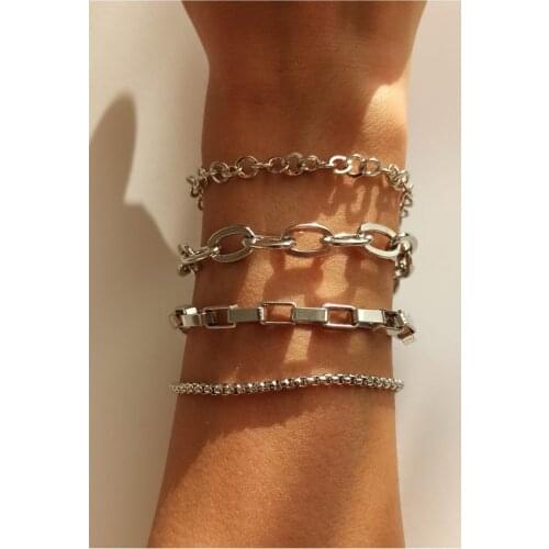 Women Silver Gold Color Quad Kombin Bangle Set Fashion Jewelry Design New Model Fast Delivery