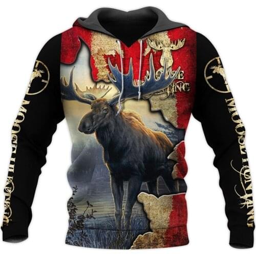 New fashion Harajuku moose hunting Hoodie 3D full print Hoodie / jacket with zipper Unisex casual shirt