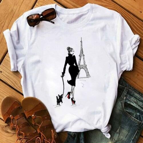 2020 New Fashion Women T Shirt Female Short-Sleeved Paris Ladies Print Tshirt O-Neck Summer Top Short Sleeve Plus Size T-shirt