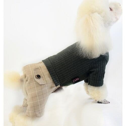 Dog Clothes British Style Dog Clothes Four-legged Casual Sportswear Pet Four-legged Clothes Spring and Autumn Thin Puppy Clothes