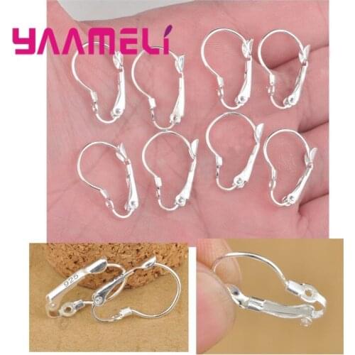 Wholesale Geniune 925 Sterling Silver Jewelry Handmade Findings Beading Earring Style Dangle French Lever Ear Hoop Hooks