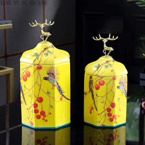 Pastel Ceramic Tea Caddy Sealed Cans Moisture-proof Tea Cans Household Dried Fruit Storage Cans Living Room Decoration Ornaments