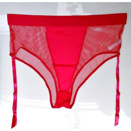 Sexy Garters Plus Size Mesh Women Sexy Suspender Belts with brief 2 straps Metal Buckles Garter Belt for Stockings GA1146