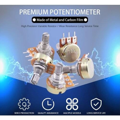 WH148 Potentiometer without Knob B1K B2K B5K B10K B20K B50K B100K B250K B500K B1M 3pin 15mm 1K 2K 5K 10K 20K 50K 100K 250K 500K