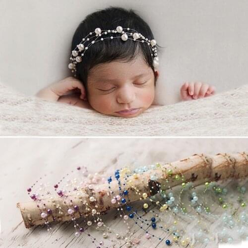 Newborn Photography Props Baby Girl Hair Accessories Pearls Headband Infant DIY Headwear For Bebe Photo Shooting Props Studio