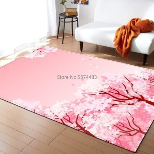Romantic Peach Blossom Living Room Carpets Wedding Decoration Mats Adults Bedroom Soft Flannel Bedside Area Rug Pastoral Carpet
