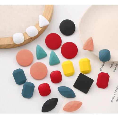 Wholesale Bright Color Geometric Earrings for Woman Minimalist Simple Orange Yellow Pink Red Green Stud Earrings Jewelry Gifts