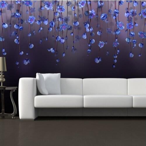 Blue peach blossom flower 3D Papel mural Silk Wallpaper 3d wall mural for bedroom Photo 3d Flower wall paper 3d murals