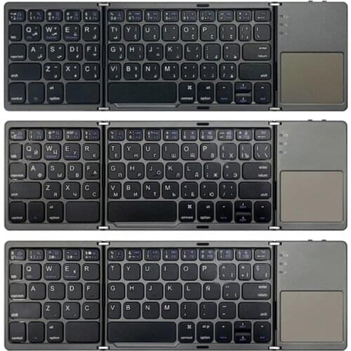 Bluetooth Folding Keyboard with Sensitive Touchpad Pocket-Sized Tri-Folded Fodable Keyboard for Windows Mac iOS