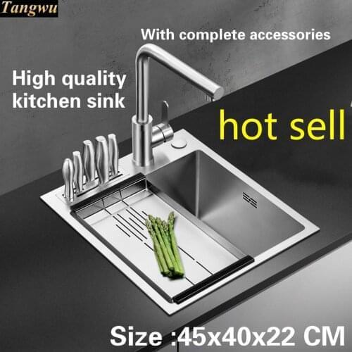 Tangwu Apartment high quality food grade 304 stainless steel kitchen sink thick balcony small single slot handmade 45x40 CM