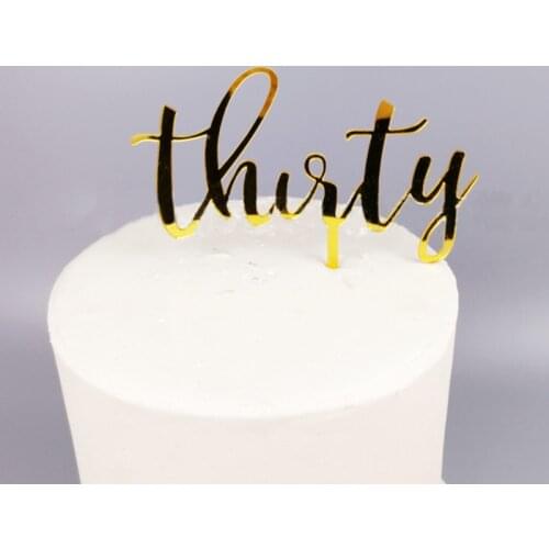 Thirty Happy Birthday Cake Topper Gold Silver Number 30 Acrylic Cupcake Topper For Anniversary Birthday Party Cake Decorations