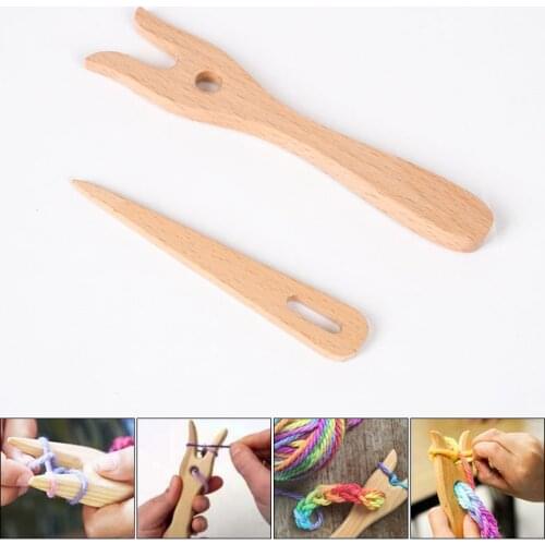 2pcs/Set Knitting Fork For Bracelet Necklace Pendant DIY Handmade Knitting Tool Wooden Weaving Braider Sewing Accessories