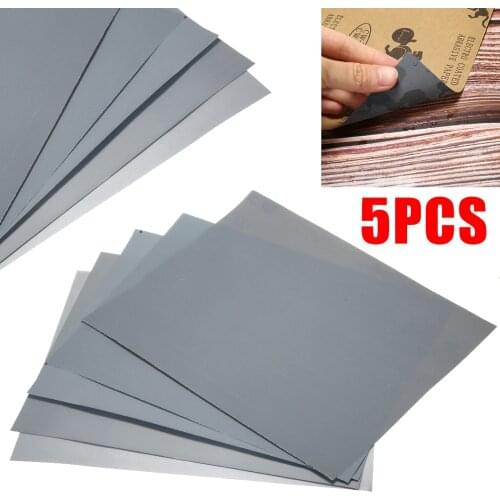 5Pcs Waterproof Sand Papers Wet and Dry Sand Paper Mixed Assorted Grit 2000 2500 3000 5000 7000 for Auto Repairing Painting Tool