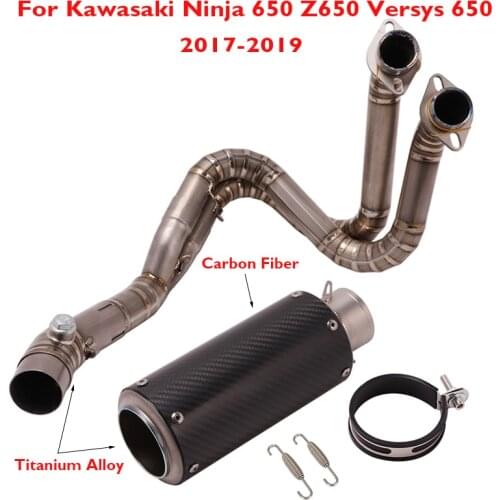 Full Motorcycle Exhaust System Titanium Alloy Muffler Escape Tip Headear Connect Link Tube for Kawasaki Ninja 650 Z650 ER6N