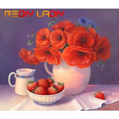 30.5*35.7cm Crystal Beads Embroidery Kits Accurate Printed Red Poppies Beadwork Crafts Partial Beaded Cross Stitch Needlework