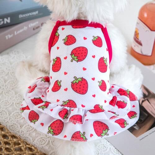 Pet Fruit Print Sling Skirt Puppy Summer Clothes Dresses For Chihuahua Puppy Cats Princess Style Cute Pet Accessories
