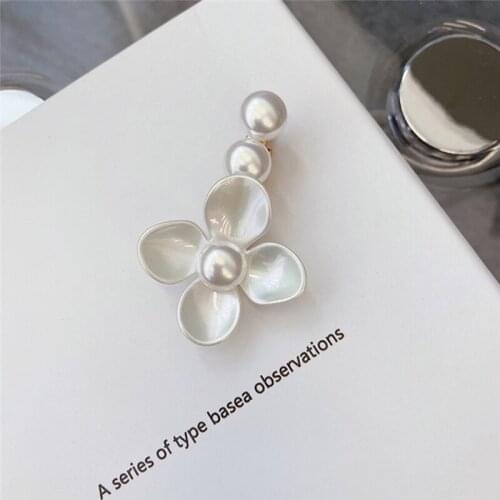 Imixlot Elegant Charm Shell Flower Imitation Pearl Hair Clips Women Girls Delicate Fashion Ponytail Hairpins Barrettes Headdress