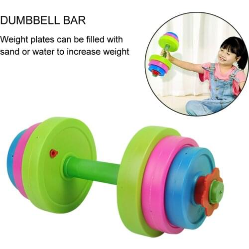 Lock Collar Home Gym Gift Kids Fitness Adjustable Dumbbell Toy Set Educational Weight Plate Weightlifting Sand Water Filled