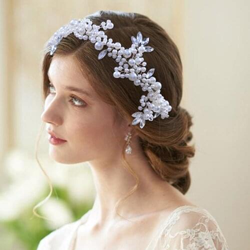 Pearl Rhinestone Headband Bridal Tiara Hair Accessories For Women Hairband Wedding Hair Jewelry Headpiece Women Accessories Tiar