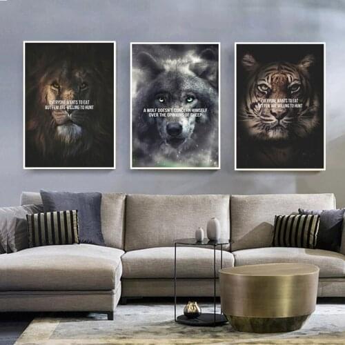 Animal Canvas Painting Office Home Decor Poster Pictures for Bedroom Lion Tiger Canvas Painting Frameless Wall Art