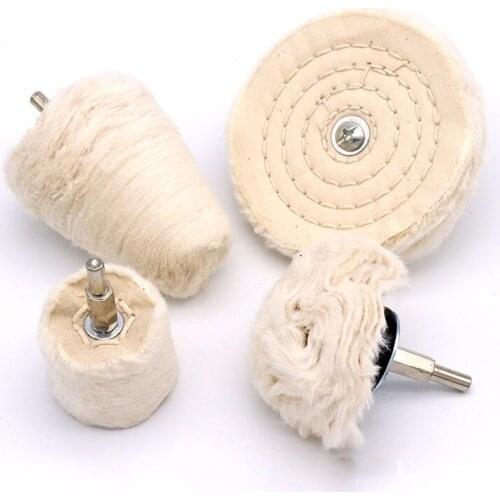 1PCS T-shaped White Cloth Cylinder Cone Polishing Wheel With 6mm Shank Diameter Mirror Polishing Buffer Cotton