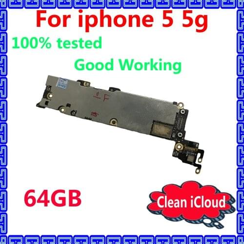 100% Good tested Original motherboard for iphone 5 5g 64GB factory unlocked mainboard with IOS system Circuits board+Full Chips