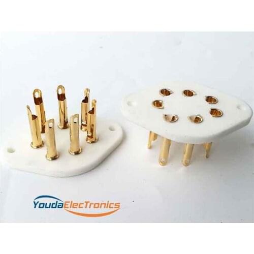 2pcs 7pin Gold plated Vacuum tube socket TUS-B7-G for KT41 MHD4 PT4 SP2 SP4