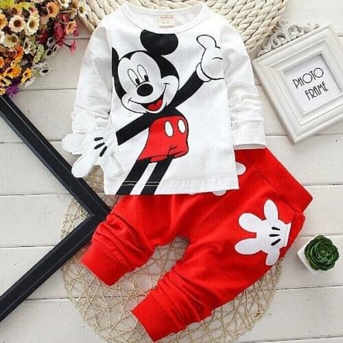 2018 New Cotton Baby Clothing Fashion Casual Cartoon Pattern Childrens 1-2-3-4 Years Old Long Sleeved Trousers Two Pieces
