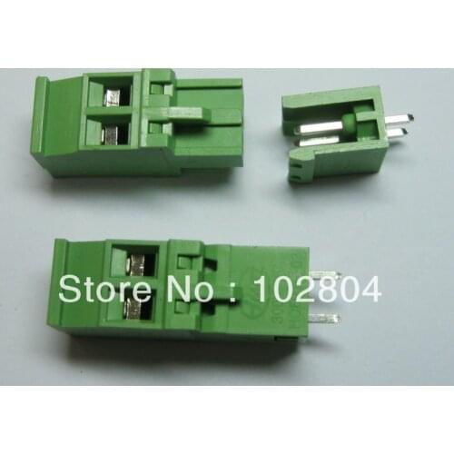 400 Pcs Pitch 5.08A 5.08mm 2way/pin Straight-pin Screw Terminal Block Connector Pluggable Type 2EDCD-5.08A-2EDCR Green HOT Sale
