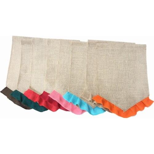 5pcs Jute Fabric Bunting Banners Flags vintage Wedding decoration Burlap Banners Rustic birthday party decorations kids