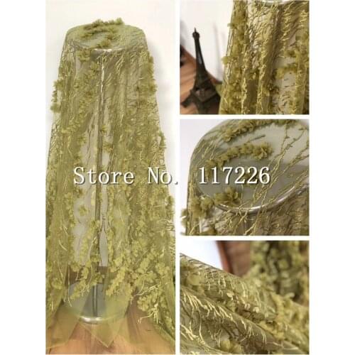 5yards luxury embroidery 3d flowers fabric best quality african newest tulle mesh lace for sawing dress