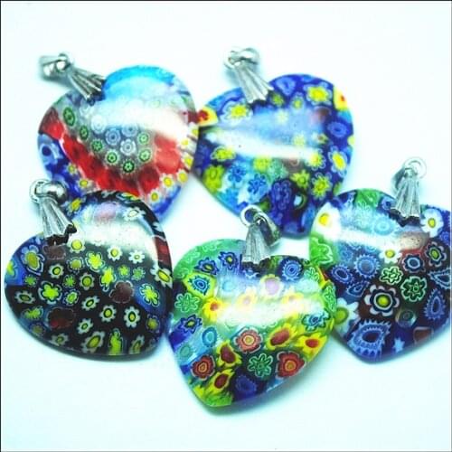 6pcs italy millefiori glass beads pendants single flower pendant size 25mm loose glass beads round shape selling by sets
