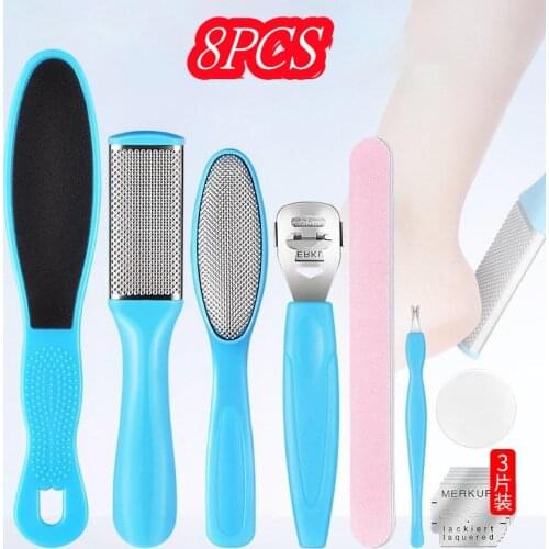 8PCS Professional Pedicure Tool Foot Care Tool for Feet Heels Toe Cuticle Kit File Set Dead Hard Skin Callus Remover Scraper