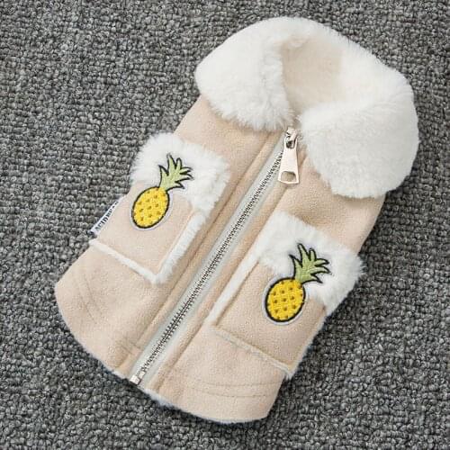 Pet Accessories Puppy Suit Pineapple Vest Dog Thickened Embroidered Leather Velvet Clothes Dog Clothes for Small Dogs