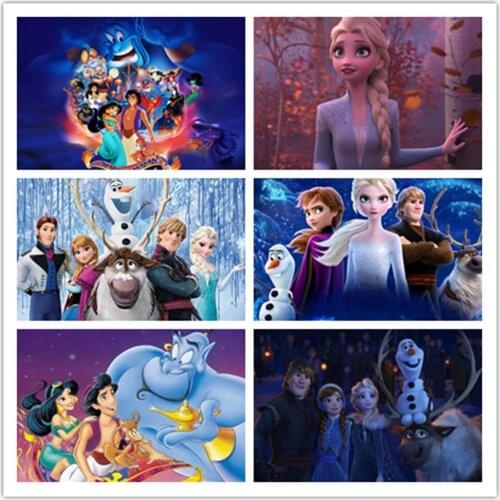 Disney 5D DIY Diamond Painting Frozen and Aladdin Full Circle Diamond Embroidery Exquisite Handmade Decoration Hanging Painting