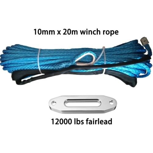 Free Shipping 10mm x 20m Blue UHMWPE Cable With 12000lbs Hawser Fairlead For 4x4 4wd atv utv offroad
