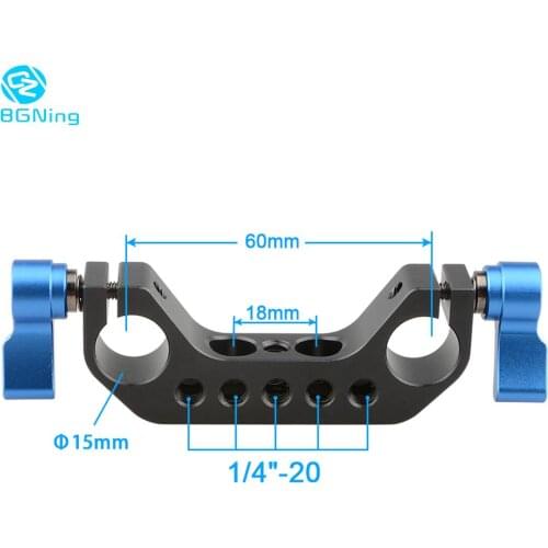BGNing 15mm Rail Dual Rod Clamp Railblock Rail Support System 1/4"-20 Thread Knob for Follow Focus Camera Rig Cage Baseplate