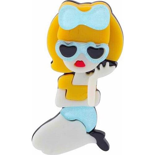 New Lovely Kneeling Girls Acrylic Figure Brooches For Women Kids Resin Lapel Pins Brooch Badage Bag Fashion Party Jewelry Gifts