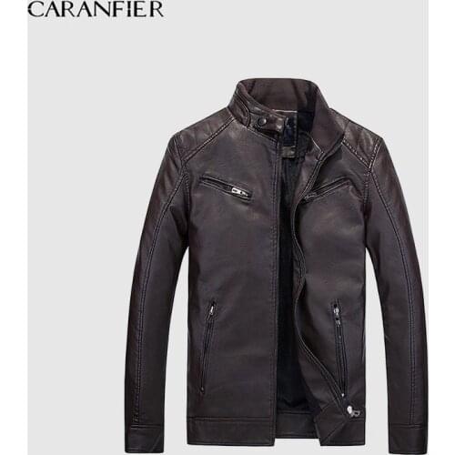 CARANFIER 2017 New Winter Leather Jacket Men Waterproof Fleece Warm male leather Jacket High Quality Coats Motorcycles Jackets
