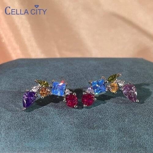 Cellacity Silver Women Earrings With Topaz Gemstones S925 Sterling Silver Wedding Party Wholesale Fine Jewelry Gift