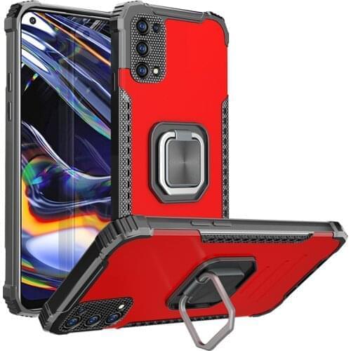 For OPPO Realme 8 7 6 5 Pro Case Hard Aluminum alloy+Silicone With Stand Ring shockproof protect Back Cover For Realme 7i 6i 5i