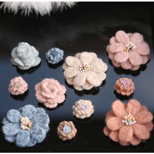 Decorative wool flower finished clothes patch decorative 3D flower sweater applique decorative accessories diy