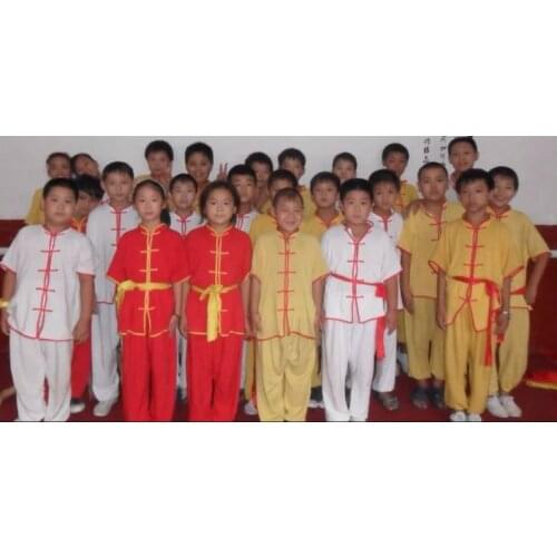 Kids&adult unisex 5colorpure cotton short sleeve martial arts performance clothing kung fu suits children summer tai chi uniform