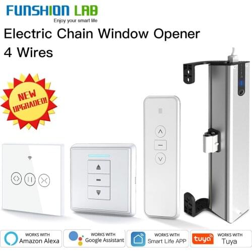 New Electric Chain Window Opener 4 Wires Motor Stainless Steel Chain Type with Tuya WiFi Curtain Blinds Switch Wall-mounted