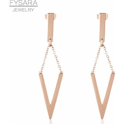 FYSARA Luxury Brand Letter V Long Drop Earrings For Women Fashion Accessories Classic Metal Spike Long Earrings Hanging Jewelry